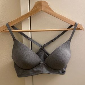 Wire Free Crossback Grey Bra 34C